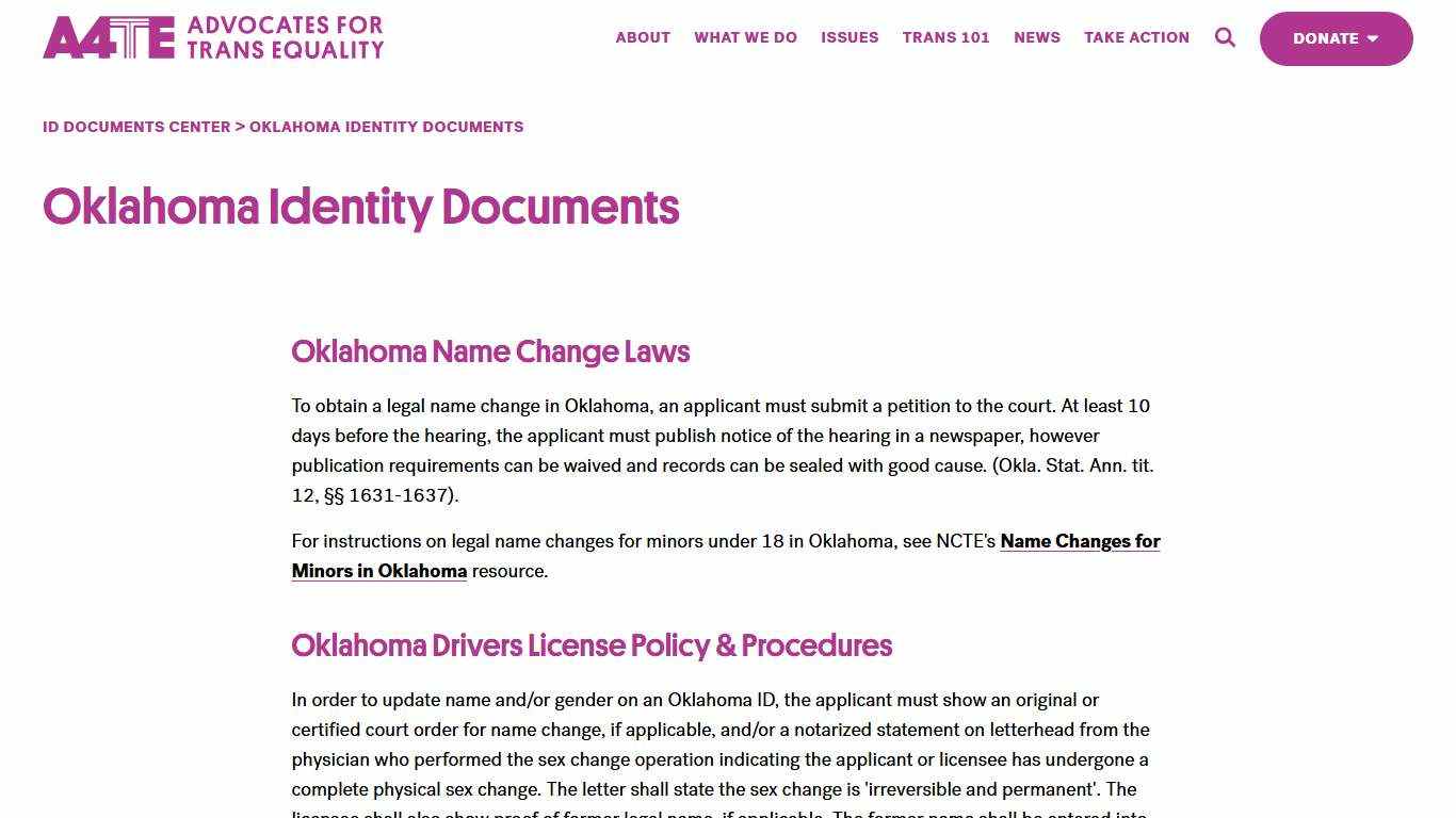 Oklahoma Identity Documents | A4TE